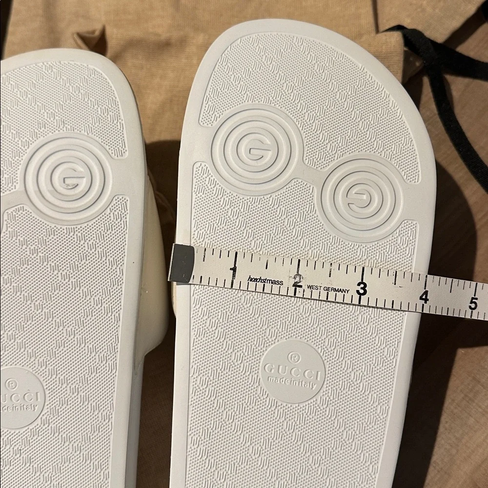 Gucci White Slides with Red Logo Napa Samoa Miro Soft Slides Size 7 - Picture 11 of 12